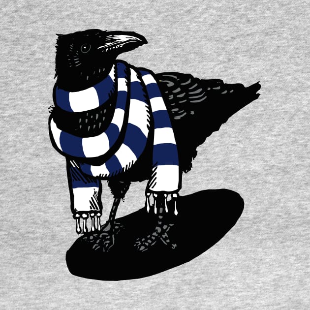 Big Dark Blue and White Scarfed Crow by LiquoriceLino